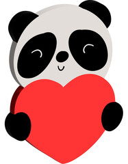 panda with heart