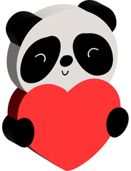 panda with heart
