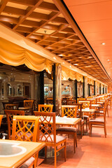 Detail of a cruise ship restaurant interior