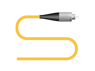 Realistic fiber optic cable with FC connector on white background. vector illustration EPS 10.