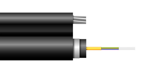 Realistic optic fiber cable on white background. Vector illustration EPS 10.