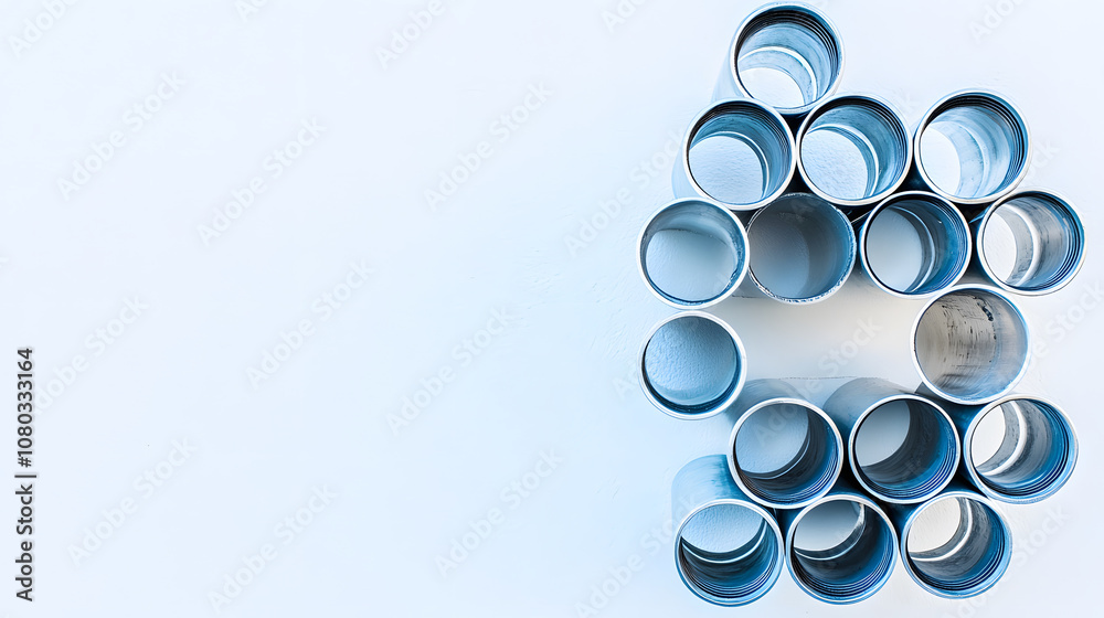 Leinwandbilder a collection of circular tubes arranged artistically on a light background, creating a geometric pat