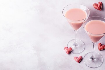 valentines day drink with blank card for mockup design. ai generated