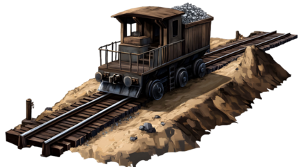 Mining rail on a transparent background. isolated background.