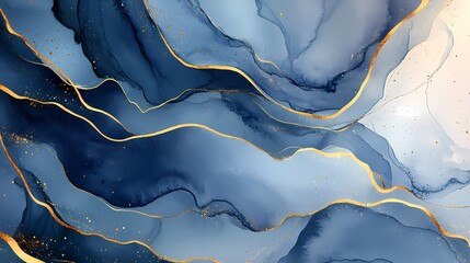 Naklejka premium Watercolor blue grey fluid ink texture poster background