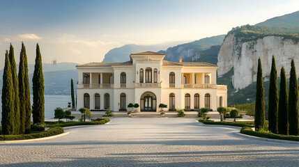 Carmel-by-the-Sea Mediterranean villa with dramatic Pacific cliffs and cypress grove, California coastal estate