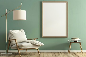 Cozy interior decor modern living room minimalist design serene environment wide angle conceptual art display