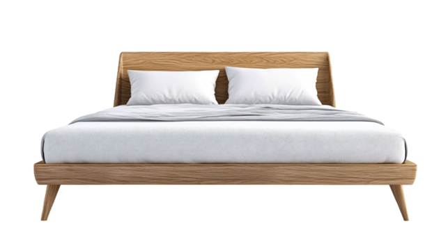 Modern king-size bed on a white background. isolated background.