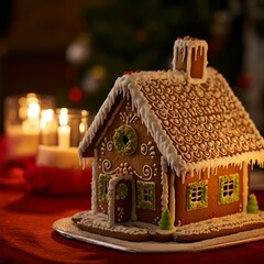 Gingerbread is a sweet, spiced cookie or cake, often decorated, popular during holidays like Christmas.