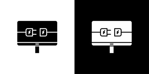 Electric Computer icon Outline sign symbol set