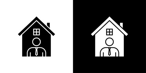 Home realtor icon Outline sign symbol set
