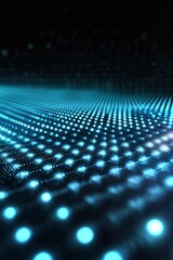 Abstract blue light digital background with glowing dots and wave patterns depicting technology, data visualization, and modern digital aesthetics in a futuristic atmosphere