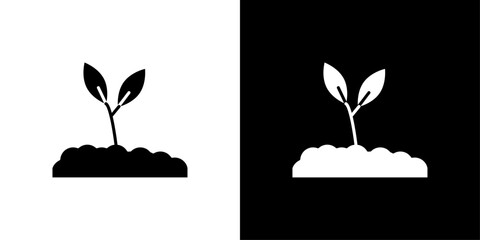 Seedling in soil icon Outline sign symbol set