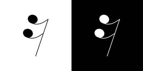 semiquaver note icon Outline sign symbol set