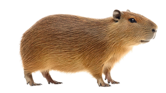 close up of a capybara isolated on white