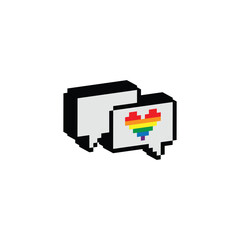 isometric pixel i love you heart Gay LGBT pride rainbow icon vector pixel art 8 bit