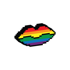 Obraz premium isometric pixel i love you heart Gay LGBT pride rainbow icon vector pixel art 8 bit