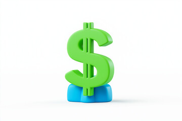 Obraz premium savings account icon, plasticine 3D model, with green currency symbols, isolated on white background
