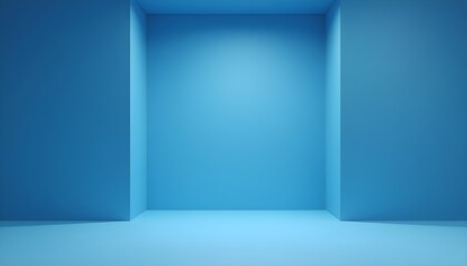Fototapeta premium Minimalist blue room symbolizing calm and creativity.