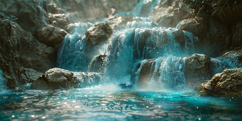 Fototapeta premium The Glowing River Mystical Waters That Shine with Every Flow, Rivers of Light The Enchanted Waters That Glow, A Magical River Glowing Waters That Illuminate the Night