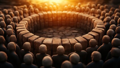 Obraz premium Unity, Togetherness, and Harmony A Group Standing in a Circle Representing a Powerful Bond, Connection, and Shared Purpose, Symbol of Strength and Belonging