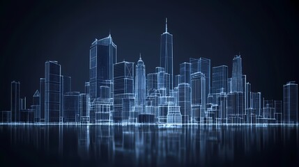 digital technology blue city digital city illustration poster background