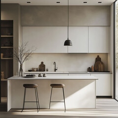 A modern, stylish, simple kitchen
