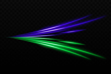 Green and blue light glare beam. A sharp curved beam reflection. Sci-fi designs, light transitions, futuristic effects. Glowing light streaks, neon effects. Dynamic shine wallpaper background