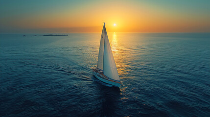 Obraz premium Sailing boat on the sea with a clear blue sky 