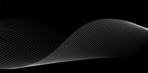 Abstract wave element for design of Stylized line art background. Line art striped graphic template of Wave effect, sound vibration. Medium banner size Vector background with lines.