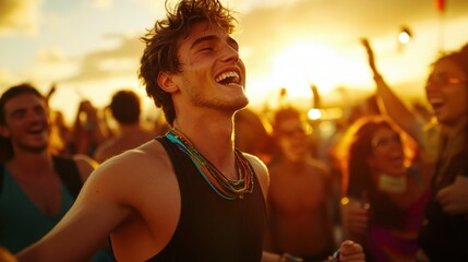 The Joyful Celebrating Young Man