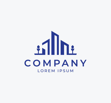 Real Estate Logo. Minimalistic modern abstract real estate logo design. Building logo