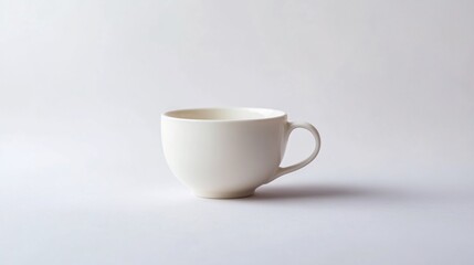 Fototapeta premium Elegant Simplicity: A Pristine White Teacup on a Clean Background, Perfect for Minimalist Kitchen Decor and Coffee Lovers