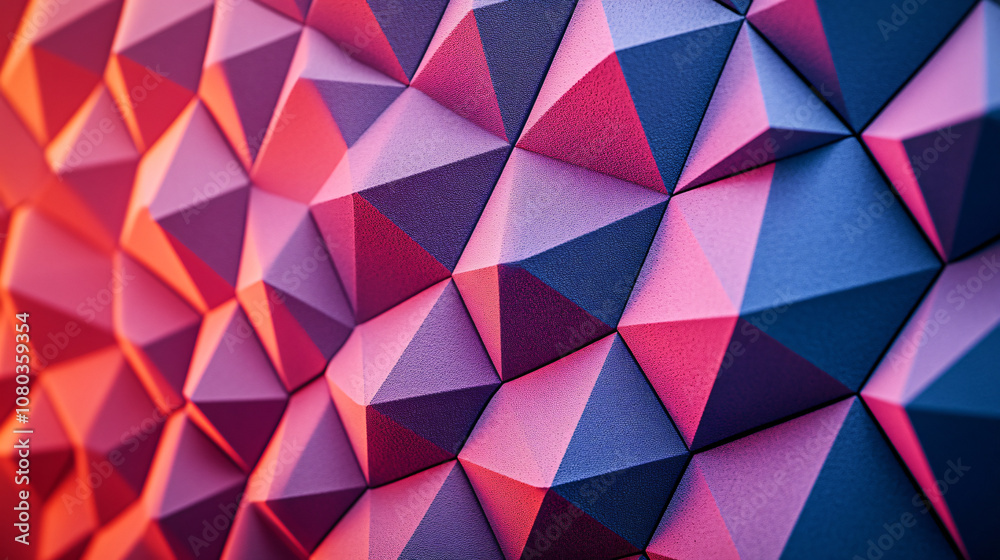 Poster abstract colorful geometric surface is forming three dimensional pattern with its texture