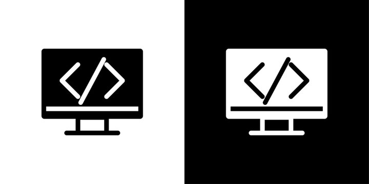coding program icon linear logo isolated