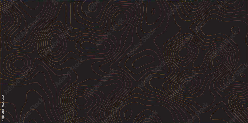 Aufkleber Abstract black colorful gradient Topographic line map pattern background. Contour elevation topographic and textured Background Modern design with black background with topographic wavy Patte and dot	