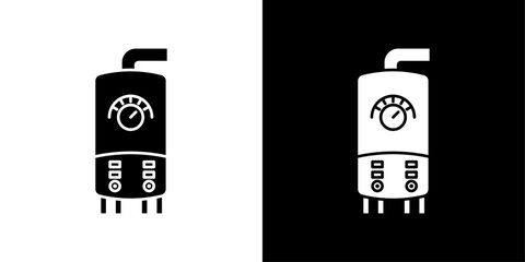 Electric heating boiler icon linear logo isolated