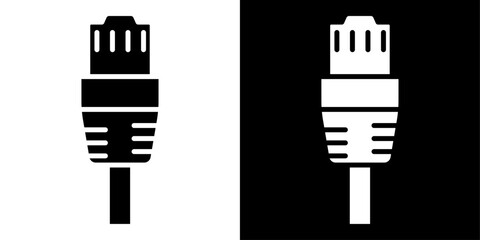 ethernet cable plug icon linear logo isolated