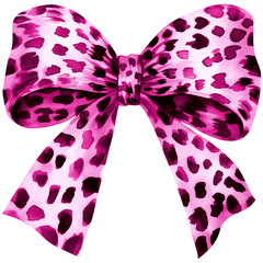 Pink Bow Png, Leopard bow clipart, cheetah ribbon bow, animal printed bow design png clipart