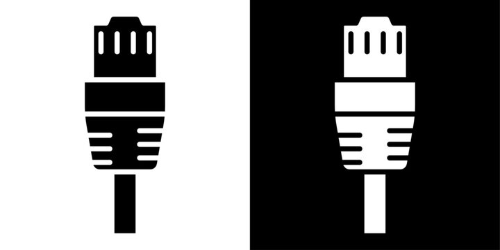 ethernet cable plug icon linear logo isolated