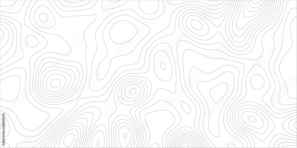 Aufkleber Ocean topographic line map with curvy wave isolines vector illustration. Abstract topographic contours map background, Vector contour topographic map. Cartography texture abstract banner use.	