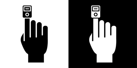 Fingertip pulse oximeter icon linear logo isolated