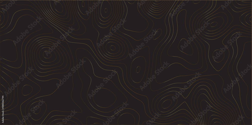 Aufkleber Abstract black colorful gradient Topographic line map pattern background. Contour elevation topographic and textured Background Modern design with black background with topographic wavy Patte and dot	
