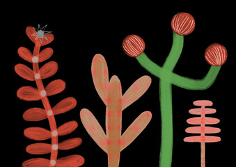 Flower plants illustration with beautiful textures