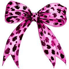 Pink Bow Png, Leopard bow clipart, cheetah ribbon bow, animal printed bow design png clipart