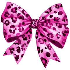 Pink Bow Png, Leopard bow clipart, cheetah ribbon bow, animal printed bow design png clipart