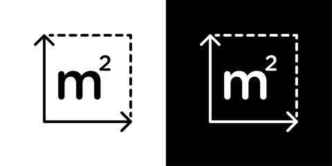 m2 area unit icon linear logo isolated