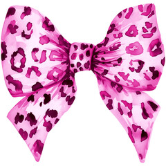 Pink Bow Png, Leopard bow clipart, cheetah ribbon bow, animal printed bow design png clipart