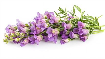 Delicate Lavender Snapdragon Bouquet on White: A Burst of Purple Floral Beauty. Spring Flowers,...