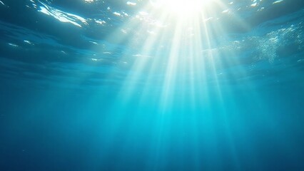 Fototapeta premium Underwater scene with vibrant blue and light patterns